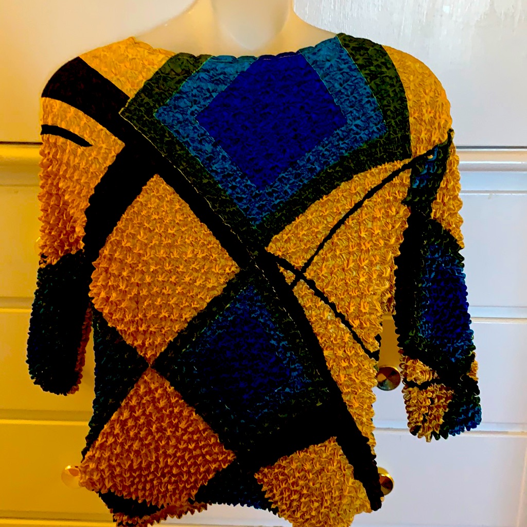 Milano Gold, Brown , Blue Multi Color Bubble Top So Adorable On!